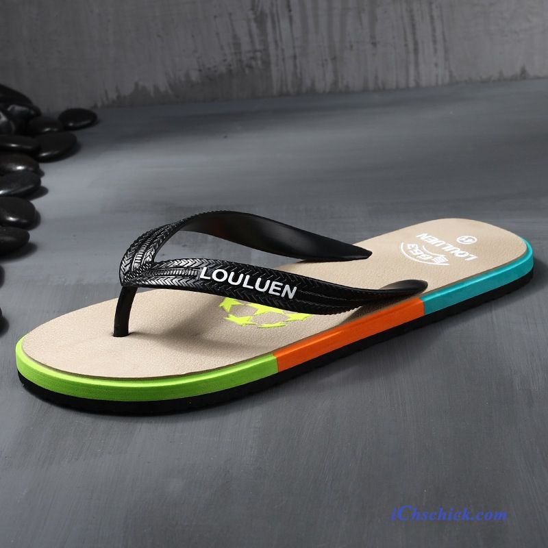 Schuhe Flip Flops Sommer Neue Rutschsicher Trend Hausschuhe Sandfarben Schwarz Verkaufen