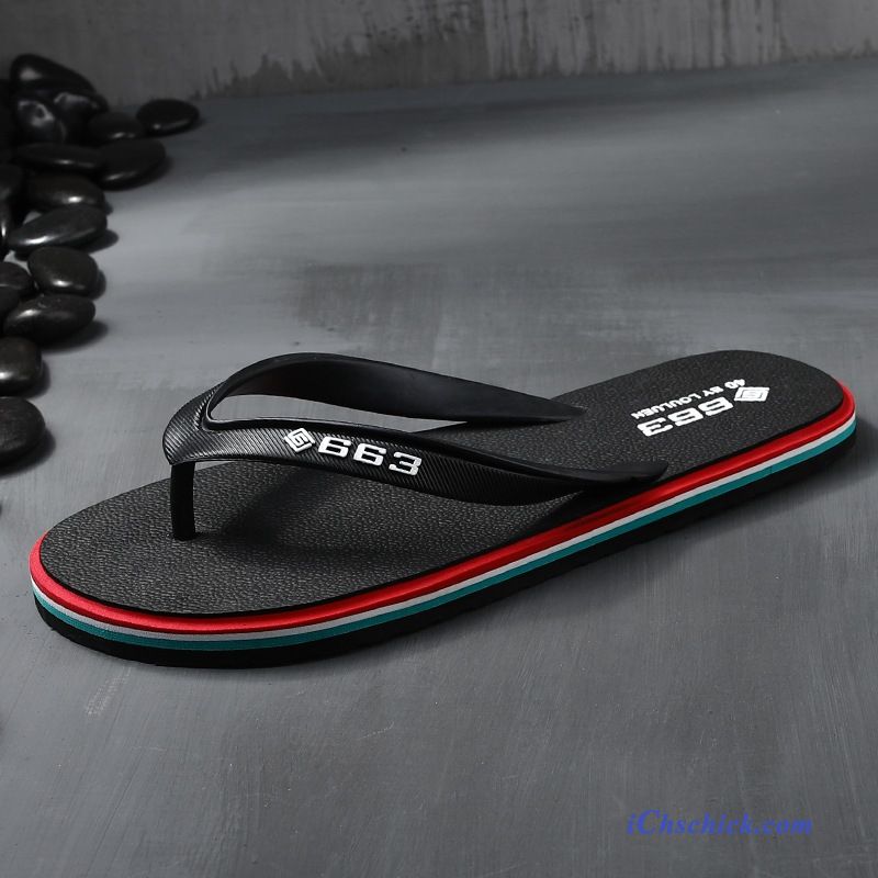 Schuhe Flip Flops Sommer Neue Rutschsicher Trend Hausschuhe Sandfarben Schwarz Verkaufen