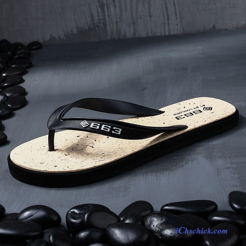 Schuhe Flip Flops Sommer Neue Rutschsicher Trend Hausschuhe Sandfarben Schwarz Verkaufen