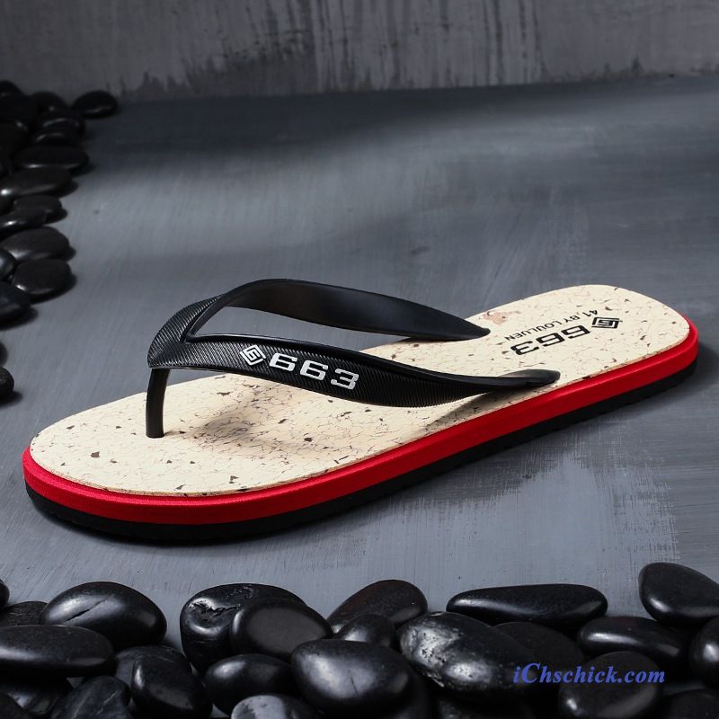 Schuhe Flip Flops Sommer Neue Rutschsicher Trend Hausschuhe Sandfarben Schwarz Verkaufen