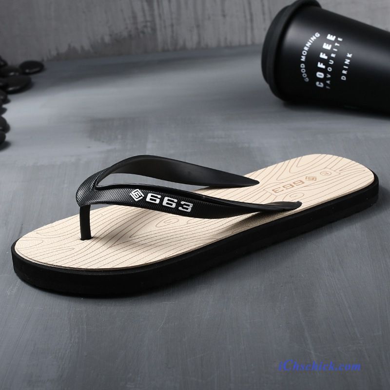 Schuhe Flip Flops Sommer Neue Rutschsicher Trend Hausschuhe Sandfarben Schwarz Verkaufen