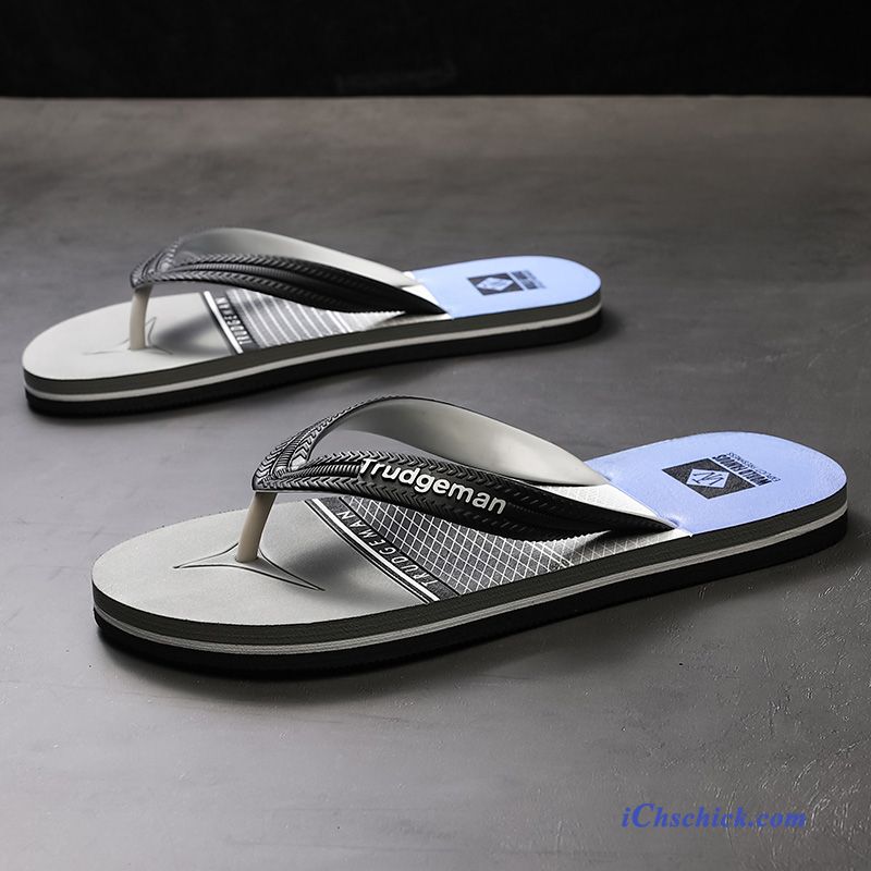 Schuhe Flip Flops Sommer Rutschsicher Outwear Mode Hausschuhe Grau Billige