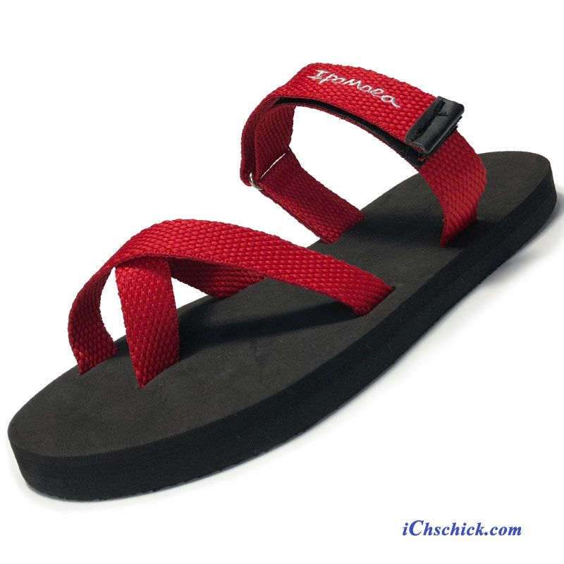 Schuhe Flip Flops Sommer Rutschsicher Trend Hausschuhe Mode Sandfarben Rot Günstig