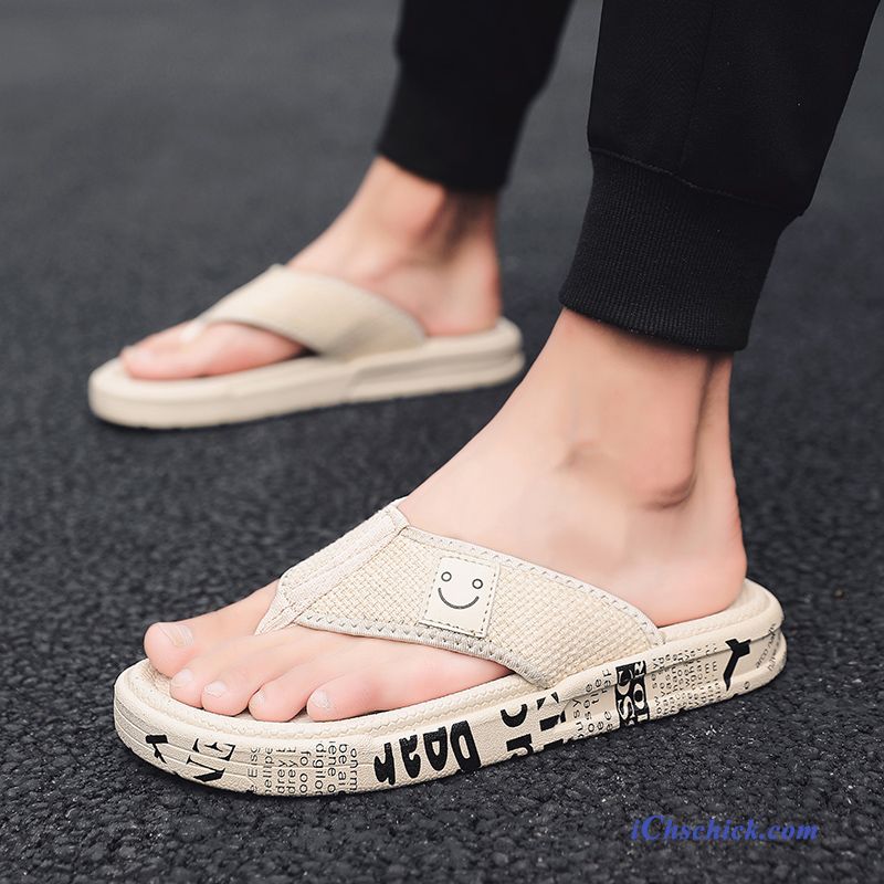 Schuhe Flip Flops Sommer Trend Outwear Neue Mode Sandfarben Schwarz Kaufen