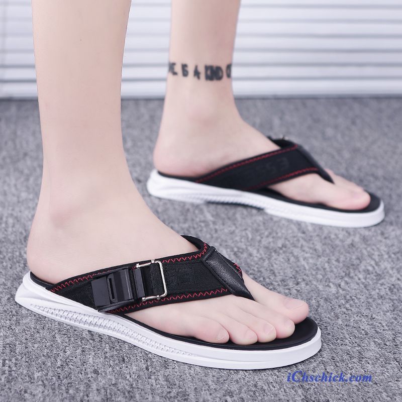 Schuhe Flip Flops Sommer Weiche Sohle Rutschsicher Trend Outwear Sandfarben Schwarz Billige