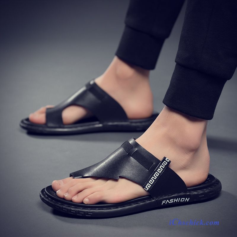 Schuhe Flip Flops Tragen Persönlichkeit Casual Hausschuhe Weiche Sohle Sandfarben Schwarz Billige