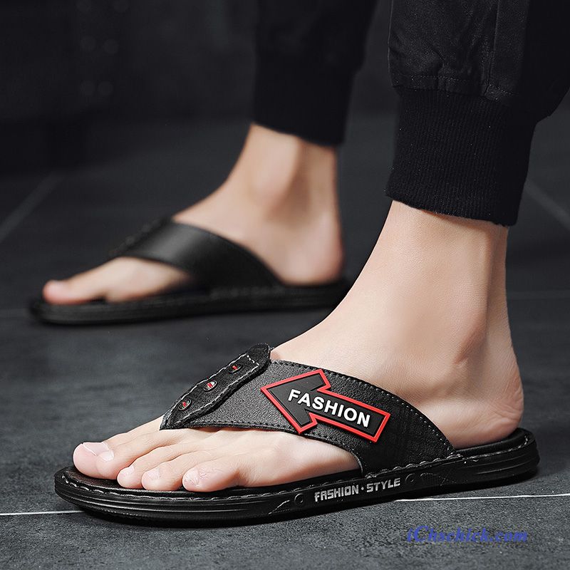 Schuhe Flip Flops Trend Echtleder Hausschuhe Sommer Persönlichkeit Sandfarben Weiß Online