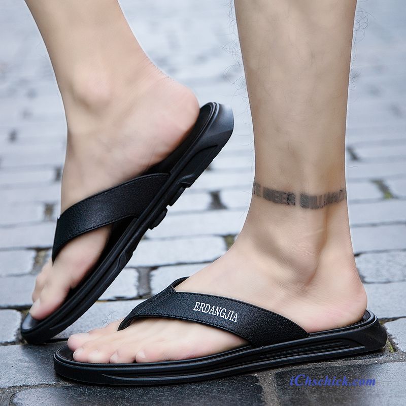 Schuhe Flip Flops Trend Persönlichkeit Wasserdicht Sommer Weiche Sohle Schwarz Verkaufen
