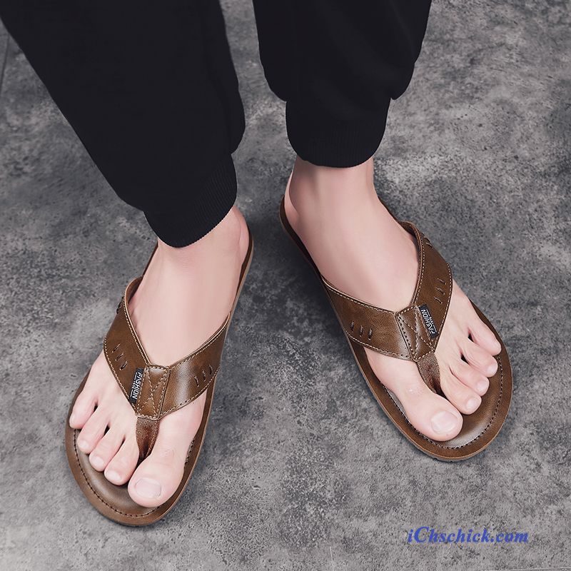 Schuhe Flip Flops Trend Rutschsicher Neue Sommer Mode Sandfarben Braun Verkaufen