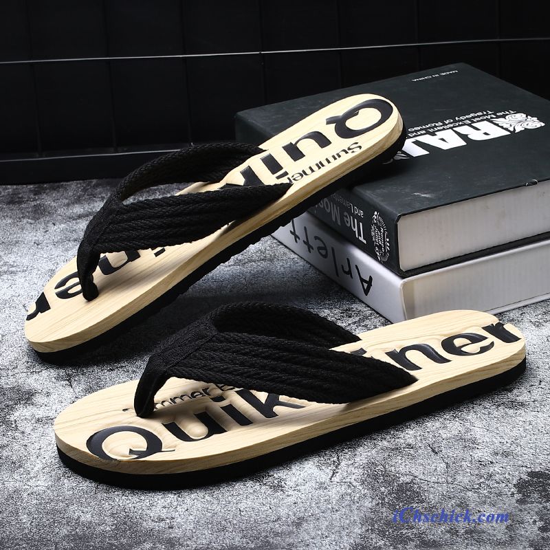 Schuhe Flip Flops Trend Rutschsicher Outwear Mode Sommer Sandfarben Schwarz Günstig