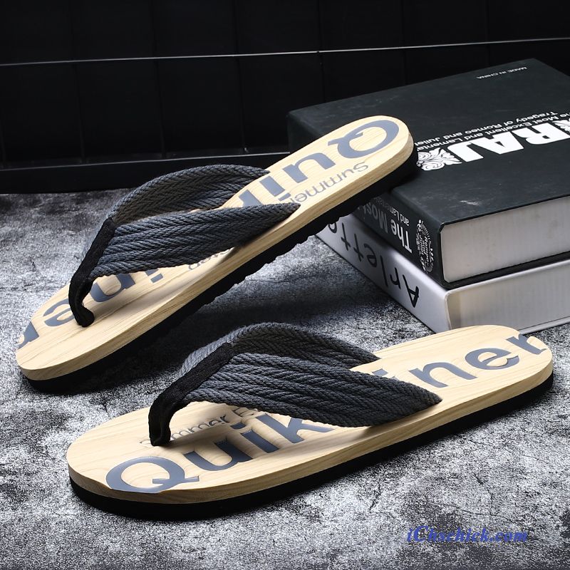 Schuhe Flip Flops Trend Rutschsicher Outwear Mode Sommer Sandfarben Schwarz Günstig