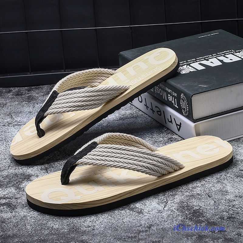 Schuhe Flip Flops Trend Rutschsicher Outwear Mode Sommer Sandfarben Schwarz Günstig