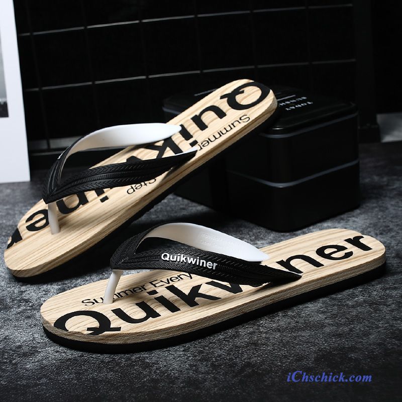 Schuhe Flip Flops Trend Rutschsicher Outwear Mode Sommer Sandfarben Schwarz Günstig