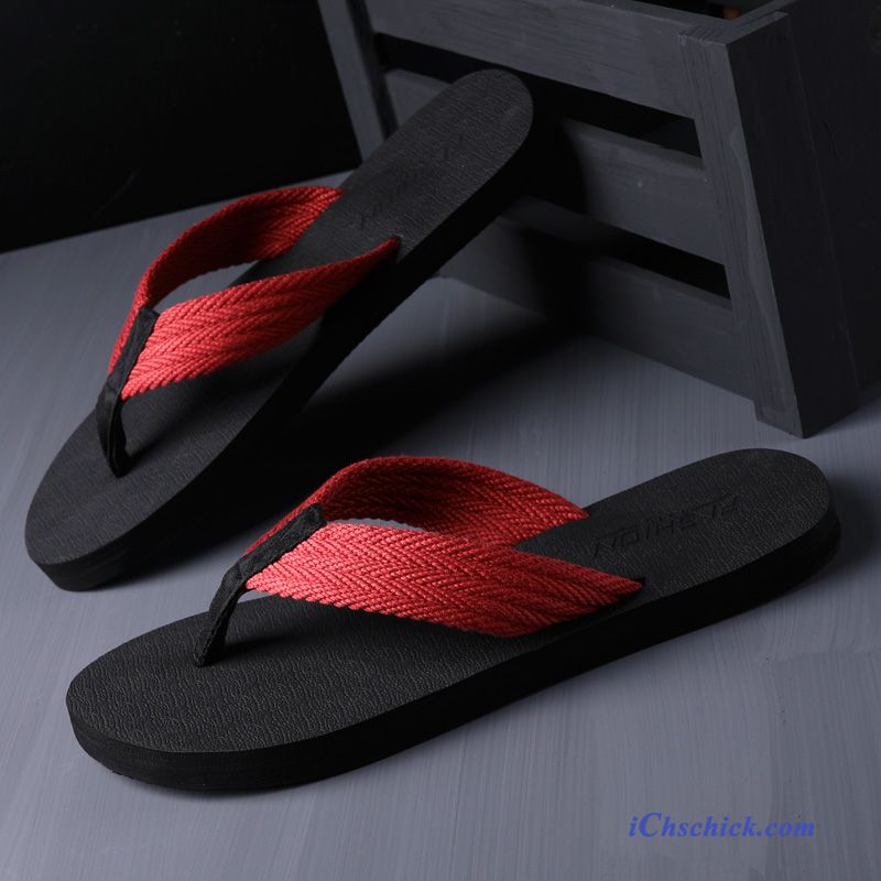 Schuhe Flip Flops Trend Rutschsicher Outwear Mode Sommer Sandfarben Schwarz Günstig