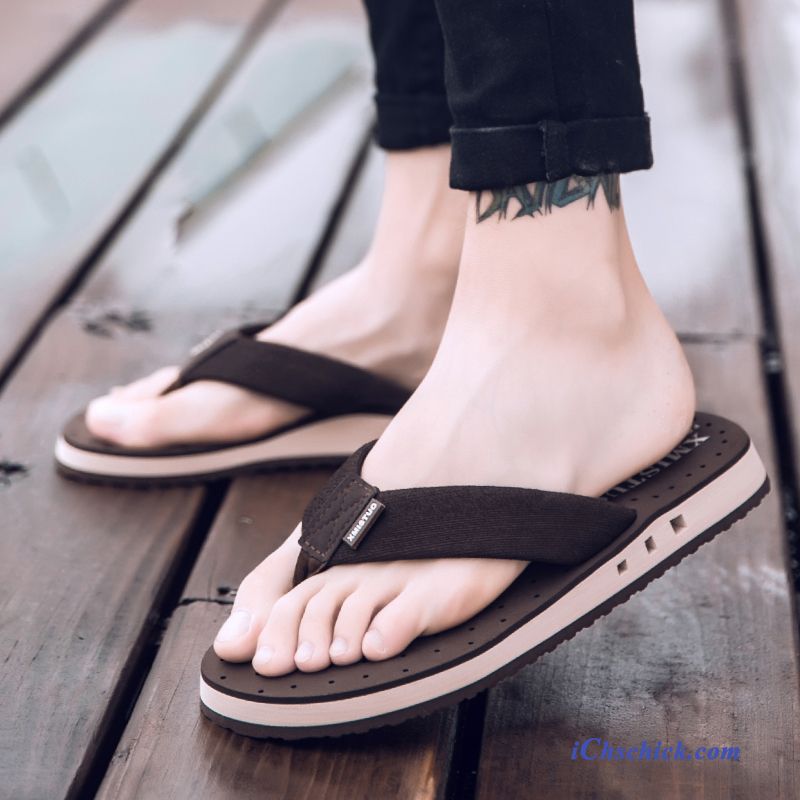 Schuhe Flip Flops Weiche Sohle Draussen Hausschuhe Sommer Trend Grün Sandfarben Günstig