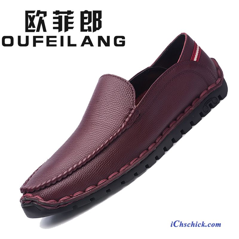 Schuhe Halbschuhe Casing Herbst Jugend Echtleder Neue Bordeauxrot Billig