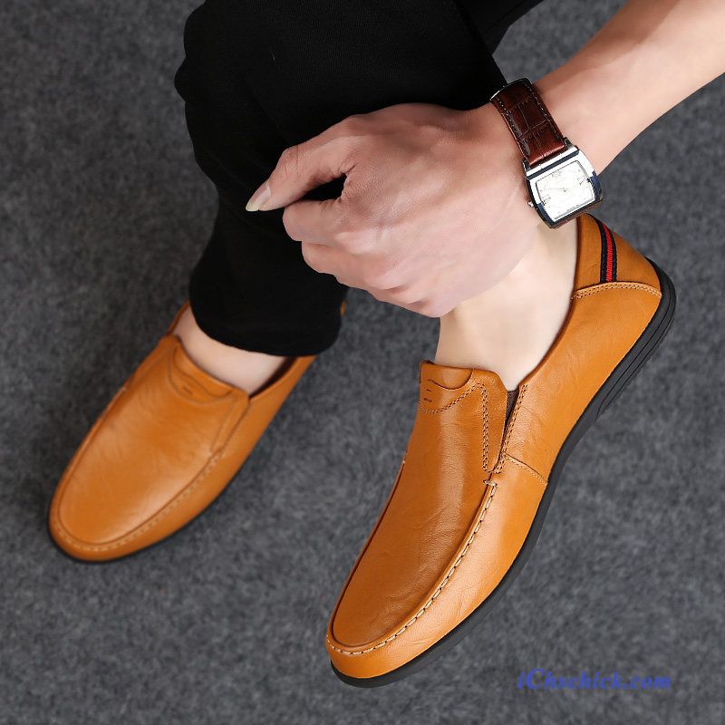 Schuhe Halbschuhe Faul Echtleder Slip-on Mokassins Trend Braun Günstig