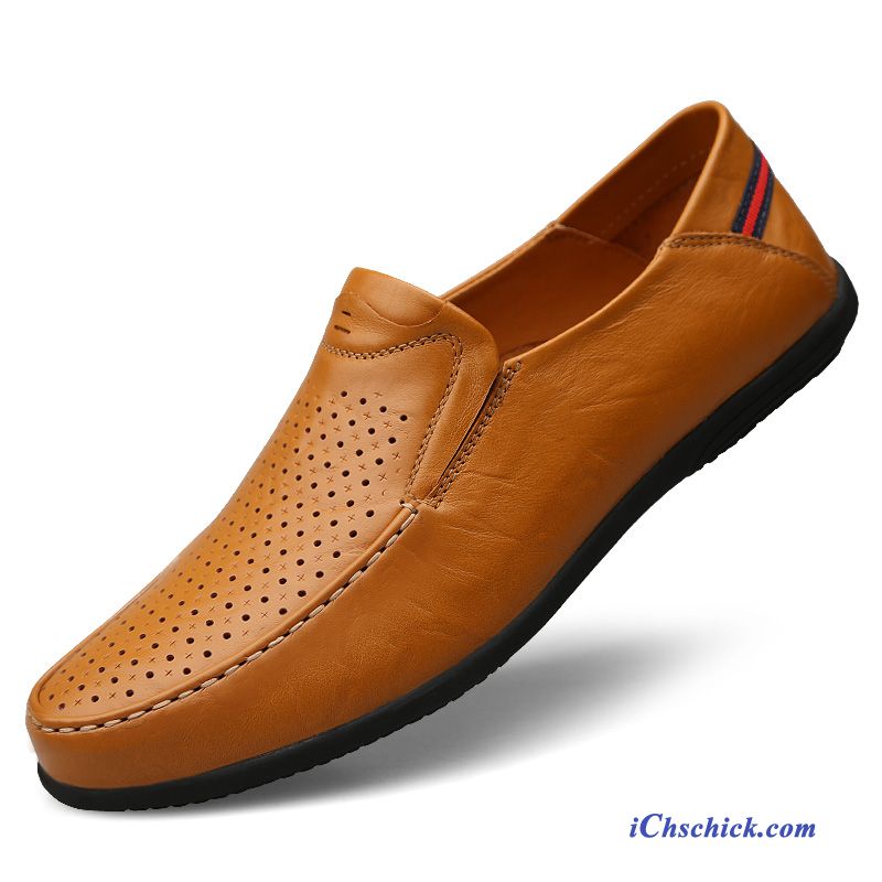 Schuhe Halbschuhe Faul Echtleder Slip-on Mokassins Trend Braun Günstig