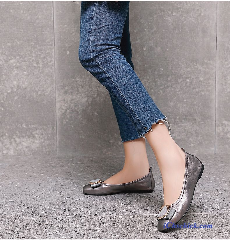 Schuhe Halbschuhe Flache Damen Bogen Schnürschuhe Vierkantkopf Schwarz Billig