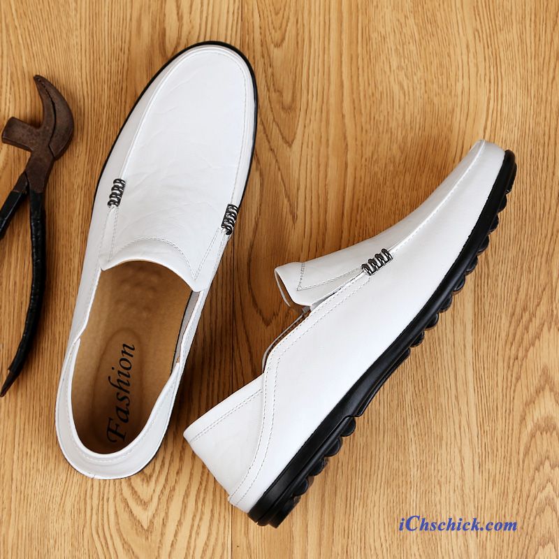 Schuhe Halbschuhe Mokassins Faul Neue Lederschuhe Casual Weiß Verkaufen