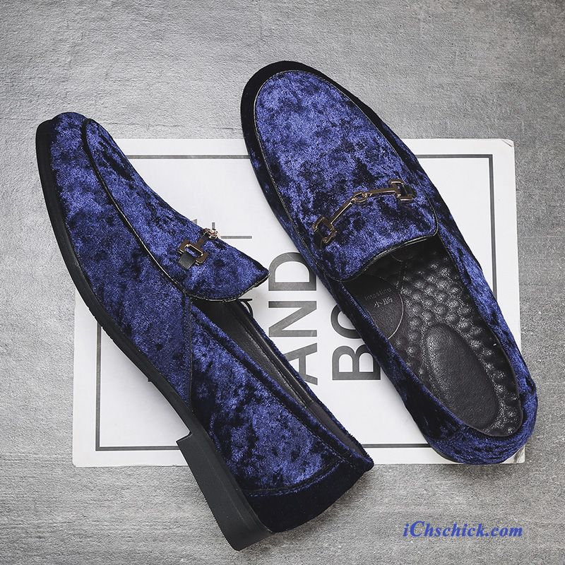 Schuhe Halbschuhe Slip-on Wildleder Mode Lederschuhe Mokassins Blau Kaufen