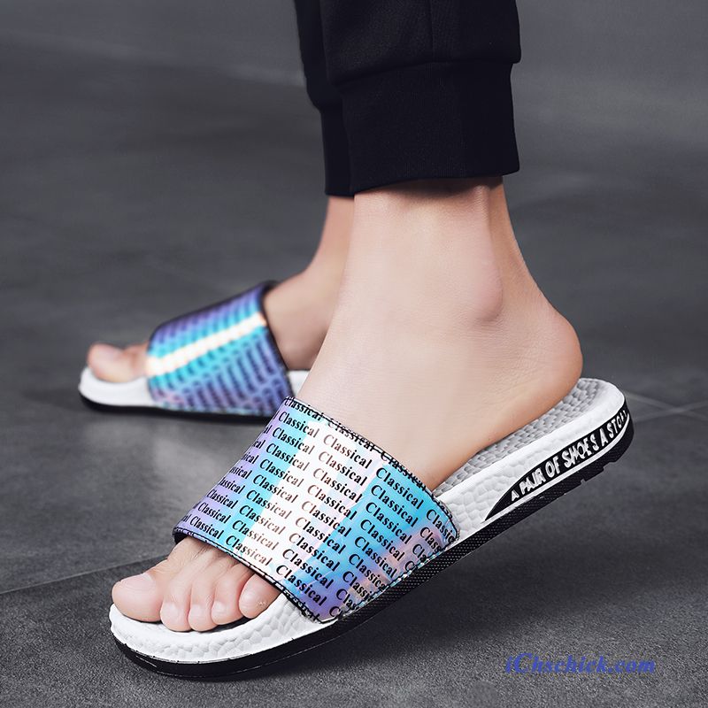 Schuhe Hausschuhe Persönlichkeit Sandalen Neue Sommer Pantolette Sandfarben Blau Günstig