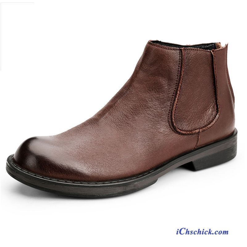 Schuhe Herren Klettverschluss Kupfer, Leder Schnürstiefel Herren Billig