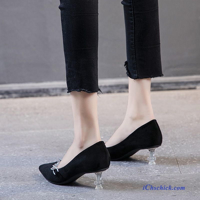 Schuhe Pumps Sexy Feder Allgleiches Dünne Fersen Spitze Schwarz Verkaufen