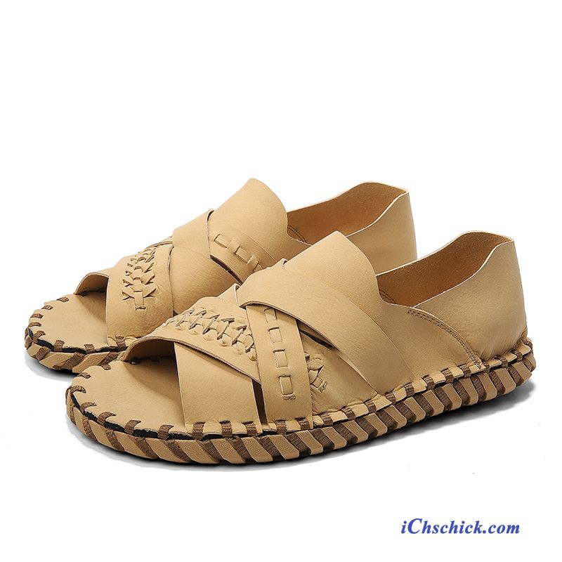 Schuhe Sandalen Casing Sommer Schön Hausschuhe Naht Schwarz Beige Günstig