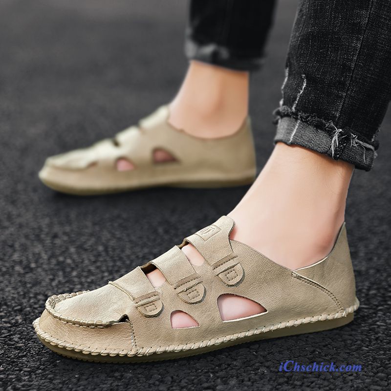 Schuhe Sandalen Fahren Neue Trend Große Größe Casual Beige Farbe Discount