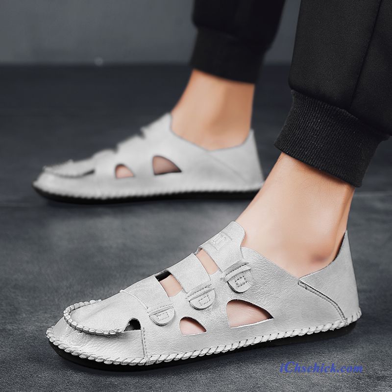 Schuhe Sandalen Fahren Neue Trend Große Größe Casual Beige Farbe Discount