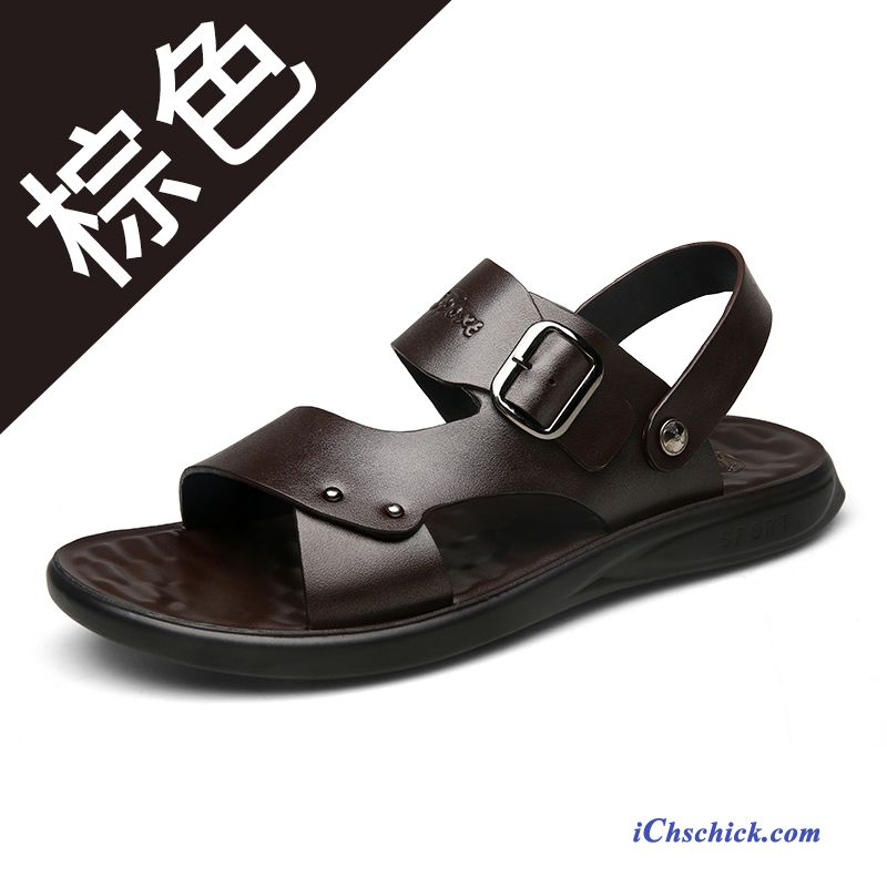 Schuhe Sandalen Hausschuhe Sommer Neue Trend Casual Sandfarben Braun Billige