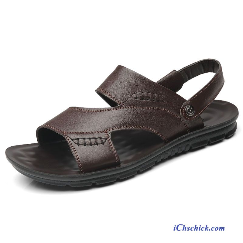 Schuhe Sandalen Leder Weiche Sohle Lederschuhe Sommer Echtleder Sandfarben Schwarz Kaufen