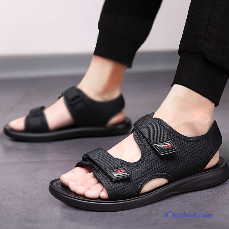Schuhe Sandalen Pantolette Sommer Trend Allgleiches Outwear Sandfarben Schwarz Billige