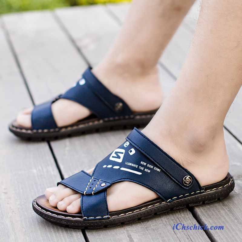 Schuhe Sandalen Persönlichkeit Outwear Mode Trend Neue Sandfarben Blau Günstig