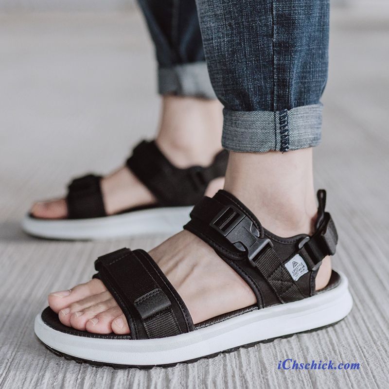 Schuhe Sandalen Schüler Casual Neue Erhöht Einfach Sandfarben Schwarz Günstig