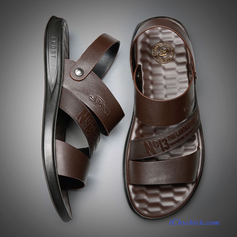 Schuhe Sandalen Sommer Casual Echtleder Neue Sandfarben Schwarz Braun Discount