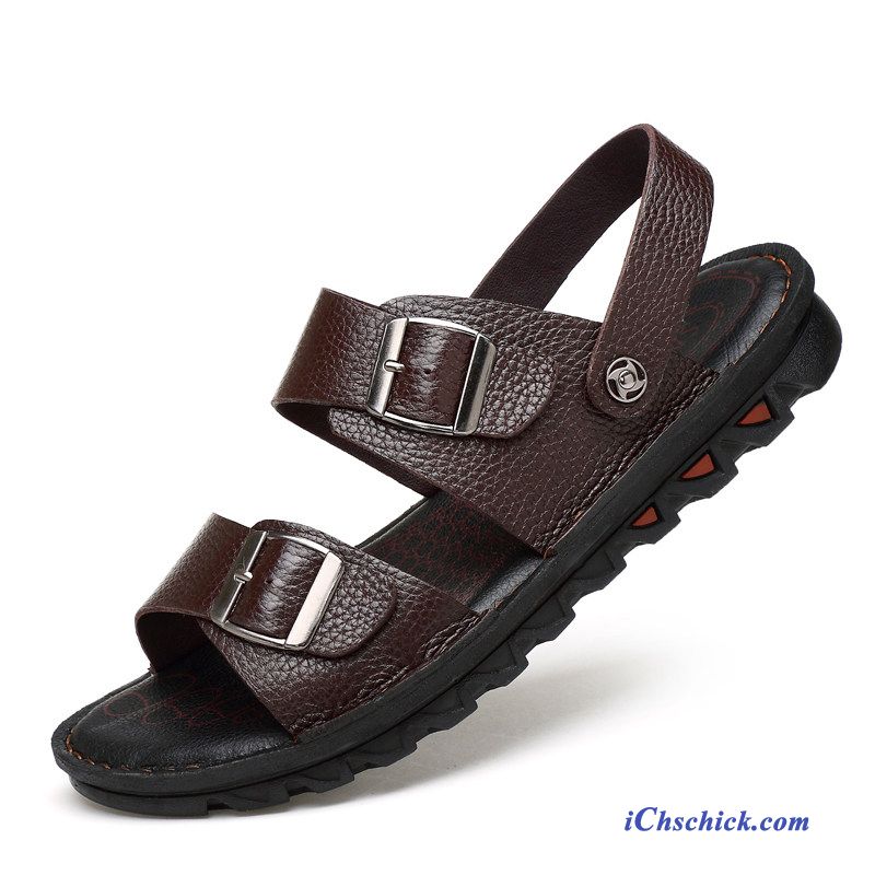 Schuhe Sandalen Weiche Sohle Leder Rutschsicher Oberleder Braun Verkaufen