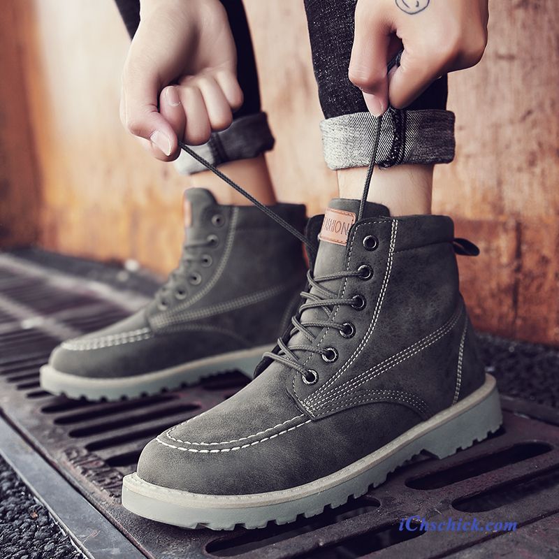 Schuhe Stiefel Hohe Atmungsaktiv Allgleiches Trend Cargo Schwarz Billig