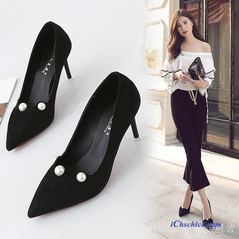 Schwarze Pumps Mit Riemen, Elegant Pumps Mit Kleinem Absatz Günstig