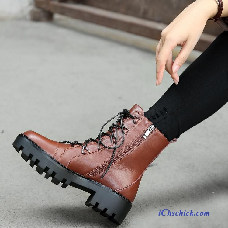 Stiefeletten Damen Schwarz Flach Leder, Braune Schnürstiefel Damen Kaufen