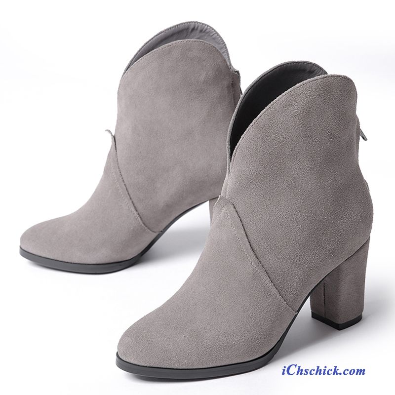 Stiefeletten Mit Absatz Damen, Schnürstiefel Damen Schwarz Leder