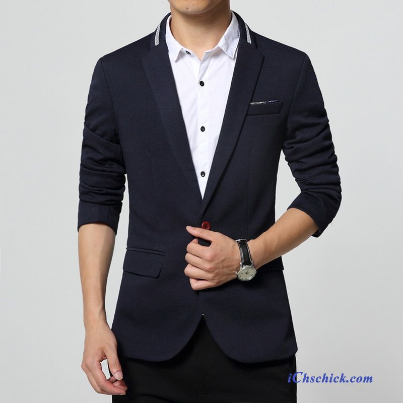 Stylische Herren Anzüge Kupfer, Blazer Herren Blau Slim Fit Billig