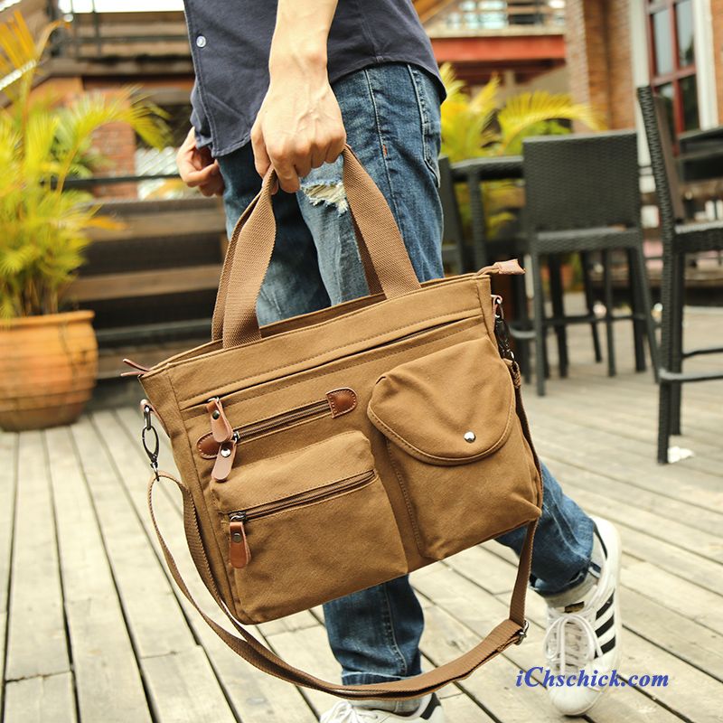 Taschen Handtaschen Reise Aktentasche Geschäft Laptoptasche Segeltuch Khaki Online