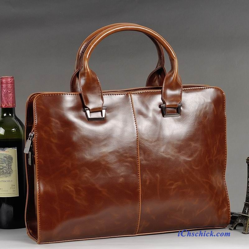 Taschen Handtaschen Retro Kreuzung Geschäft Aktentasche Trend Braun Günstig