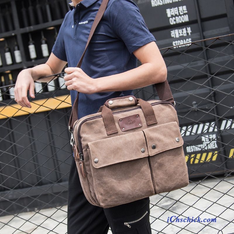 Taschen Handtaschen Tragbar Laptoptasche Segeltuch Hochschule Mode Retro Braun Günstig