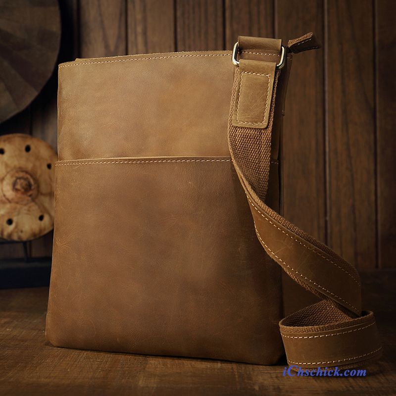 Taschen Umhängetaschen Retro Messenger-tasche Echtleder Vertikaler Schnitt Rucksäck Braun Kaufen