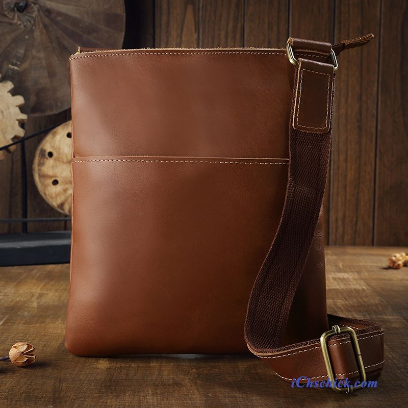 Taschen Umhängetaschen Retro Messenger-tasche Echtleder Vertikaler Schnitt Rucksäck Braun Kaufen