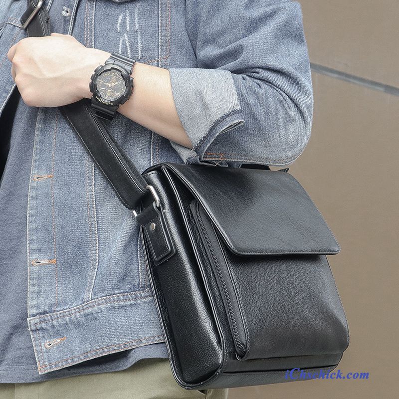 Taschen Umhängetaschen Schultertaschen Herren Rindsleder Messenger-tasche Kopfschicht Schwarz Kaufen