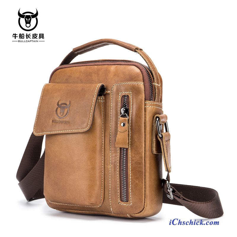 Taschen Umhängetaschen Sport Echtleder Rindsleder Mobiltelefon Messenger-tasche Braun Kaufen